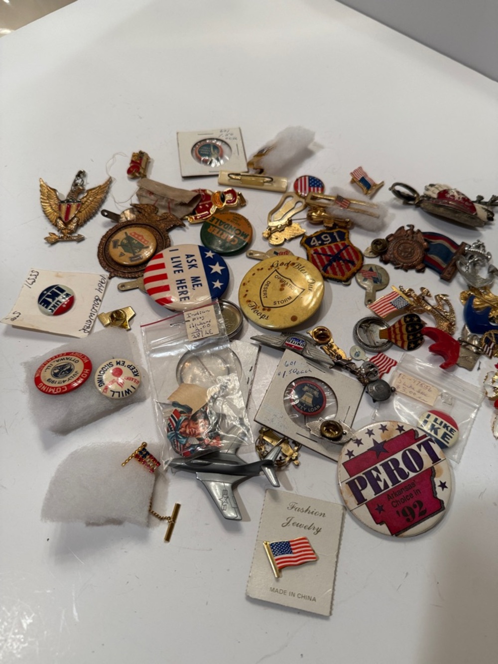 Vintage Political and Patriotic Pin Lot - Red, White & Blue